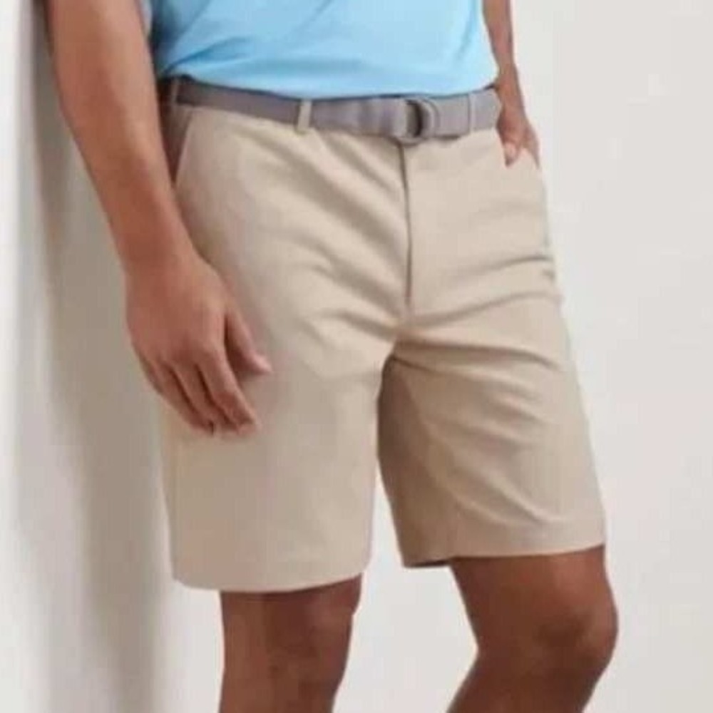 Peter Millar Men's 36 Beige Salem Performance Shorts  Polyester